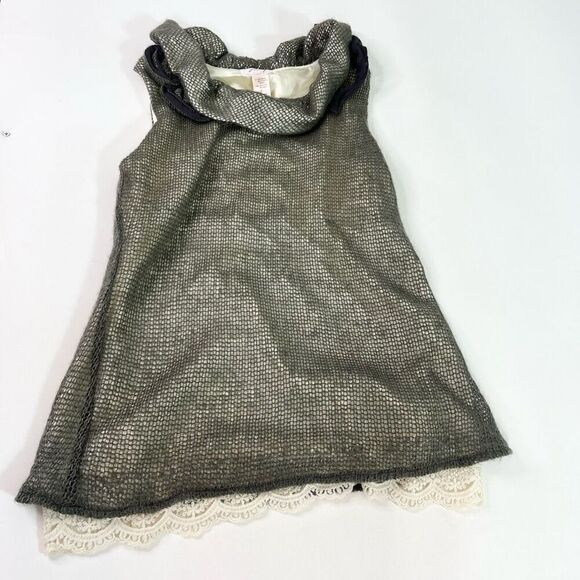 Freeway Blouse Womens Large Green White Sleeveless Acrylic Wool Crochet Mesh Top - Picture 1 of 9